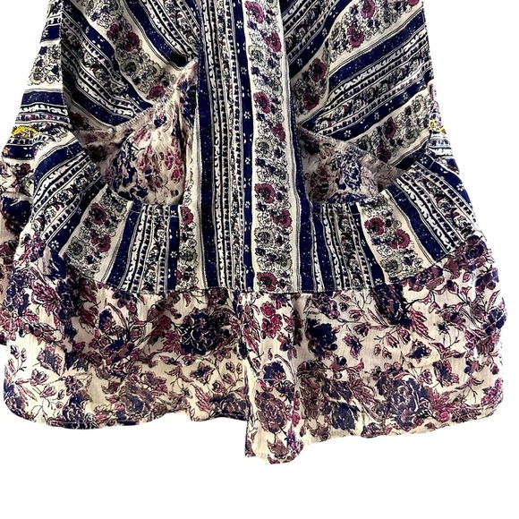 Free People cotton Love Charm T back crop top Size M Ruffle hem and tie front - Picture 7 of 10